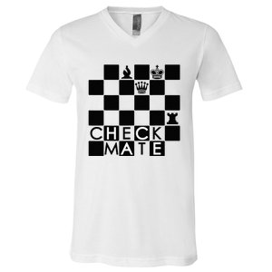 Chess Pieces Chess Checkmate Chess Club Chessboard V-Neck T-Shirt