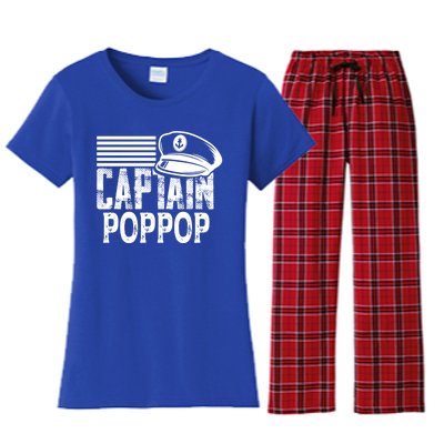 Captain Poppop Cool Gift Sailing Captain Hat Boat Owner Boating Gift Women's Flannel Pajama Set