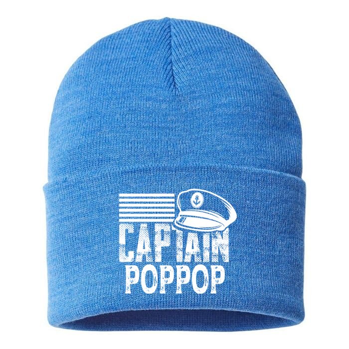 Captain Poppop Cool Gift Sailing Captain Hat Boat Owner Boating Gift Sustainable Knit Beanie