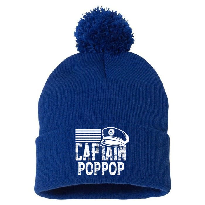 Captain Poppop Cool Gift Sailing Captain Hat Boat Owner Boating Gift Pom Pom 12in Knit Beanie