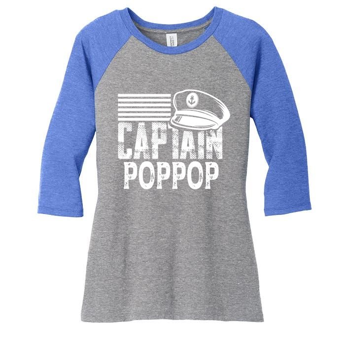 Captain Poppop Cool Gift Sailing Captain Hat Boat Owner Boating Gift Women's Tri-Blend 3/4-Sleeve Raglan Shirt