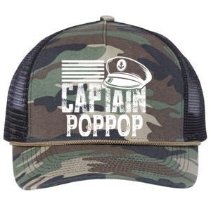 Captain Poppop Cool Gift Sailing Captain Hat Boat Owner Boating Gift Retro Rope Trucker Hat Cap