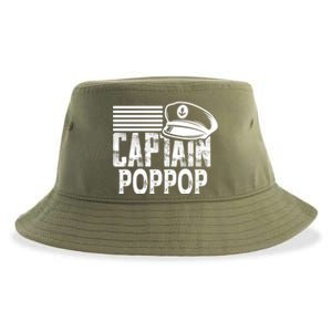 Captain Poppop Cool Gift Sailing Captain Hat Boat Owner Boating Gift Sustainable Bucket Hat