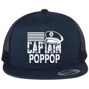 Captain Poppop Cool Gift Sailing Captain Hat Boat Owner Boating Gift Flat Bill Trucker Hat