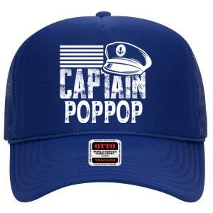 Captain Poppop Cool Gift Sailing Captain Hat Boat Owner Boating Gift High Crown Mesh Back Trucker Hat