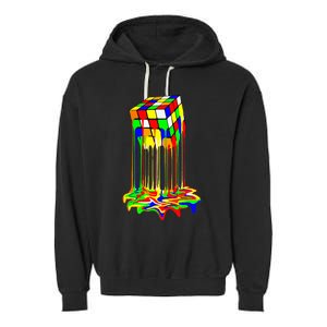 Colorful Puzzle Cube Design Garment-Dyed Fleece Hoodie