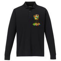 Colorful Puzzle Cube Design Performance Long Sleeve Polo