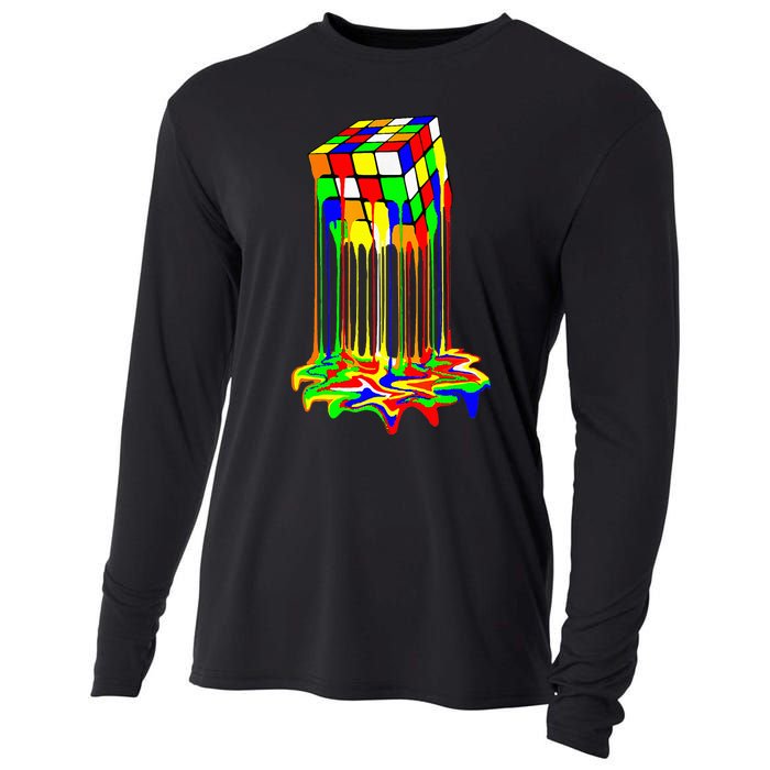 Colorful Puzzle Cube Design Cooling Performance Long Sleeve Crew