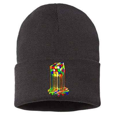 Colorful Puzzle Cube Design Sustainable Knit Beanie