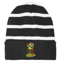 Colorful Puzzle Cube Design Striped Beanie with Solid Band