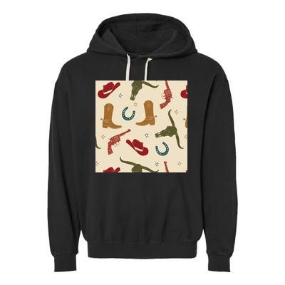 Cowboy Pattern Garment-Dyed Fleece Hoodie