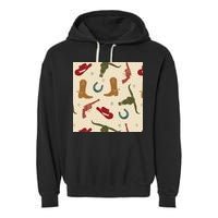 Cowboy Pattern Garment-Dyed Fleece Hoodie