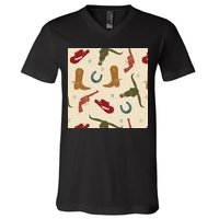 Cowboy Pattern V-Neck T-Shirt