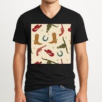 Cowboy Pattern V-Neck T-Shirt