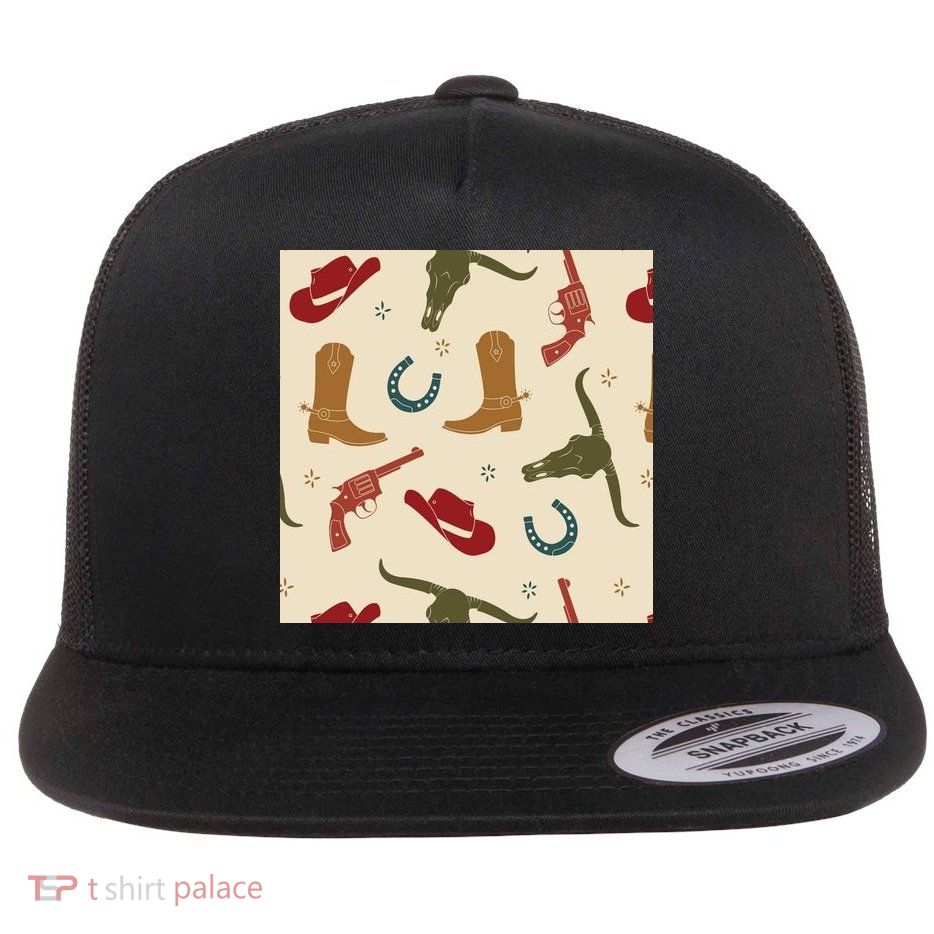 Cowboy Pattern Flatbill Hat