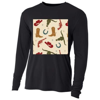 Cowboy Pattern Cooling Performance Long Sleeve Crew