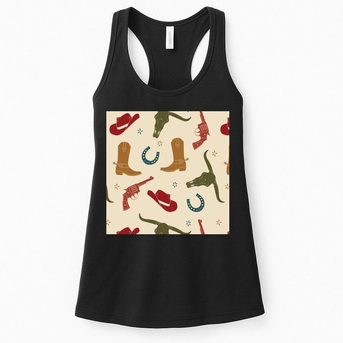 Cowboy Pattern Womens Tank Top