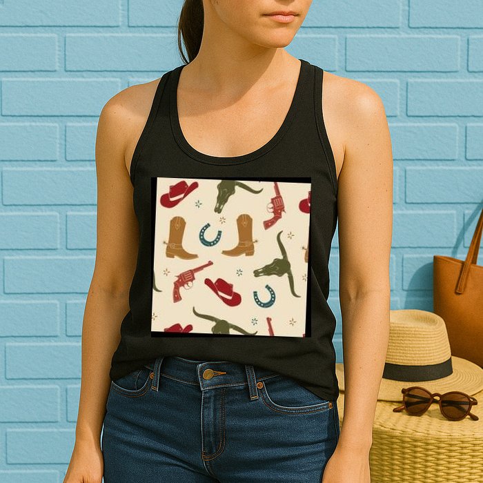 Cowboy Pattern Womens Tank Top
