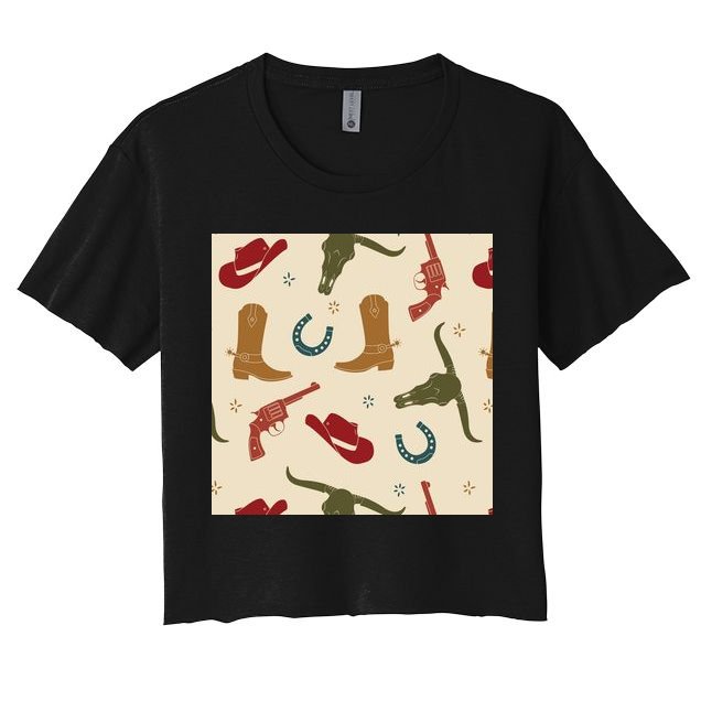 Cowboy Pattern Crop Top