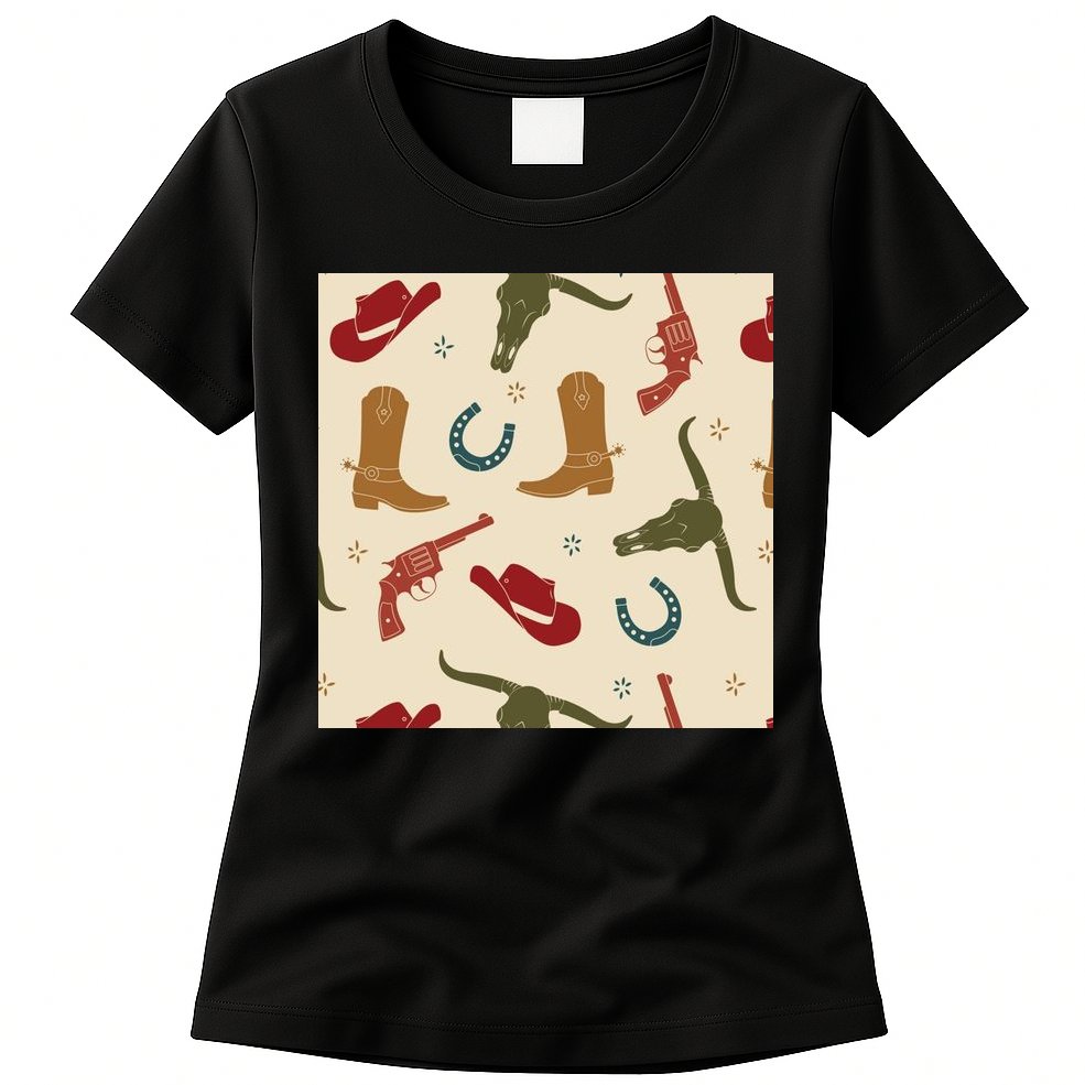Cowboy Pattern Womens T-Shirt
