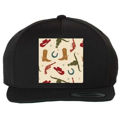 Cowboy Pattern Wool Snapback Cap
