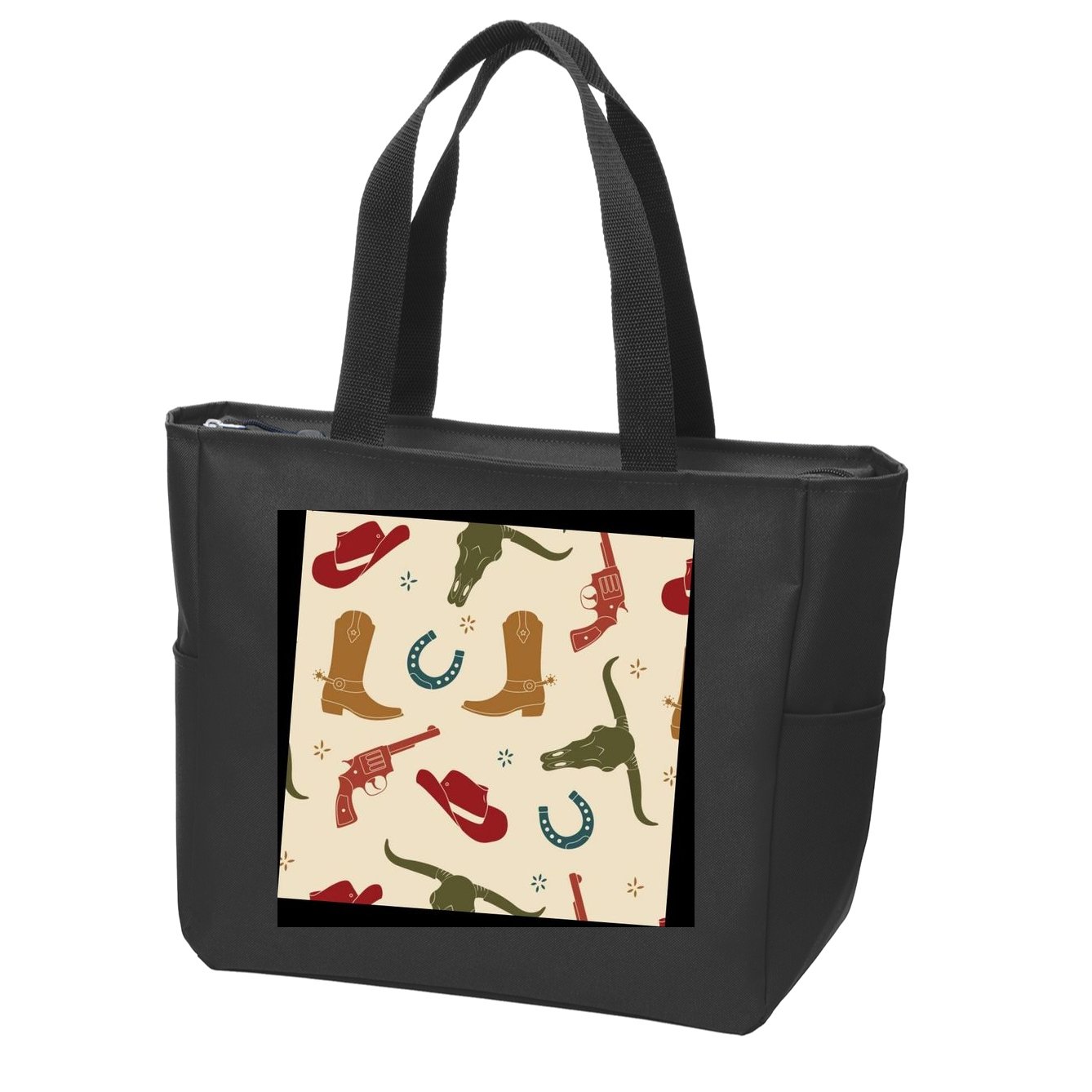 Cowboy Pattern Zip Tote Bag
