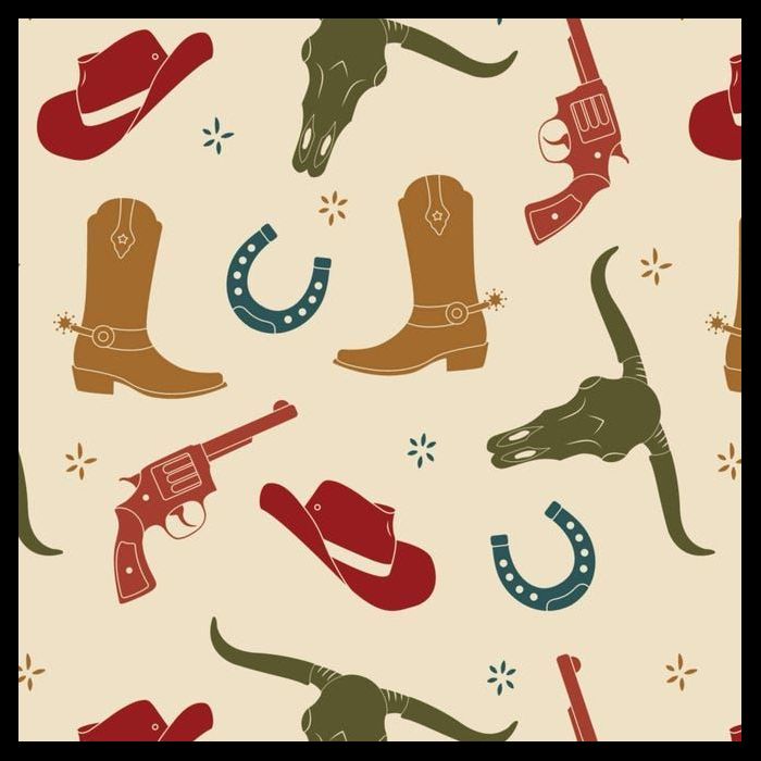 Cowboy Pattern Zip Tote Bag