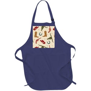 Cowboy Pattern Full-Length Apron With Pockets