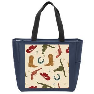 Cowboy Pattern Zip Tote Bag