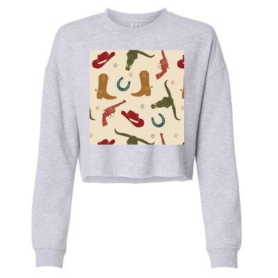 Cowboy Pattern Cropped Pullover Crew