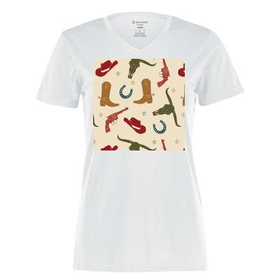 Cowboy Pattern Women's Momentum V-Neck T-Shirt