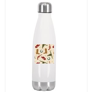 Cowboy Pattern Stainless Steel Insulated Water Bottle