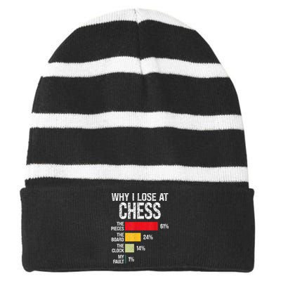 Chess Player Coach Lover Joke For Board Game Geek Women Striped Beanie with Solid Band