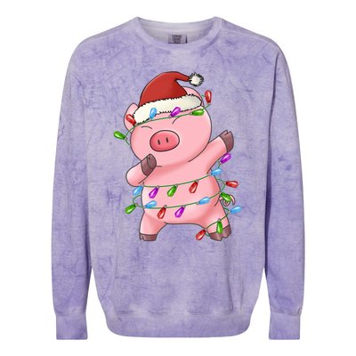 Cute Pig Christmas Dabbing Meaningful Gift Colorblast Crewneck Sweatshirt