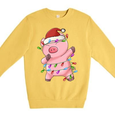 Cute Pig Christmas Dabbing Meaningful Gift Premium Crewneck Sweatshirt