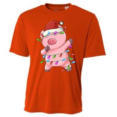 Cute Pig Christmas Dabbing Meaningful Gift Cooling Performance Crew T-Shirt