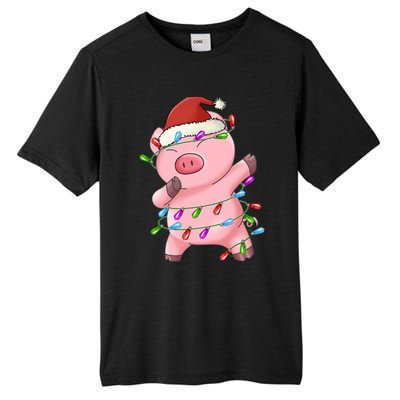 Cute Pig Christmas Dabbing Meaningful Gift Tall Fusion ChromaSoft Performance T-Shirt