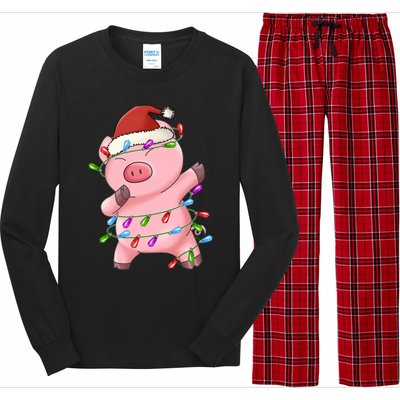 Cute Pig Christmas Dabbing Meaningful Gift Long Sleeve Pajama Set