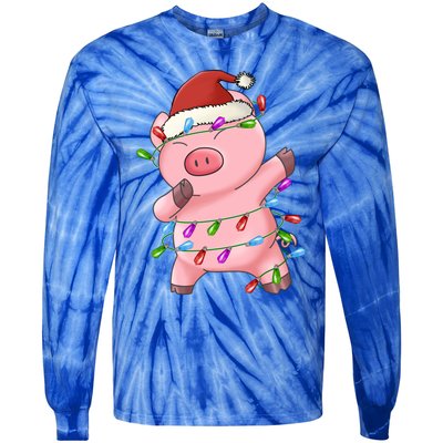 Cute Pig Christmas Dabbing Meaningful Gift Tie-Dye Long Sleeve Shirt