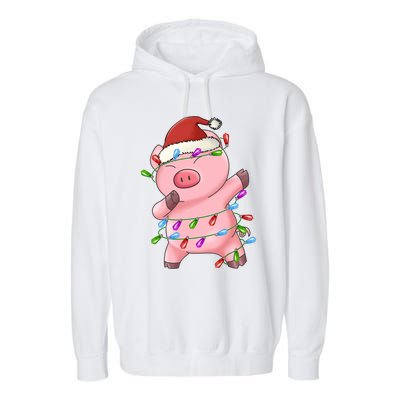 Cute Pig Christmas Dabbing Meaningful Gift Garment-Dyed Fleece Hoodie