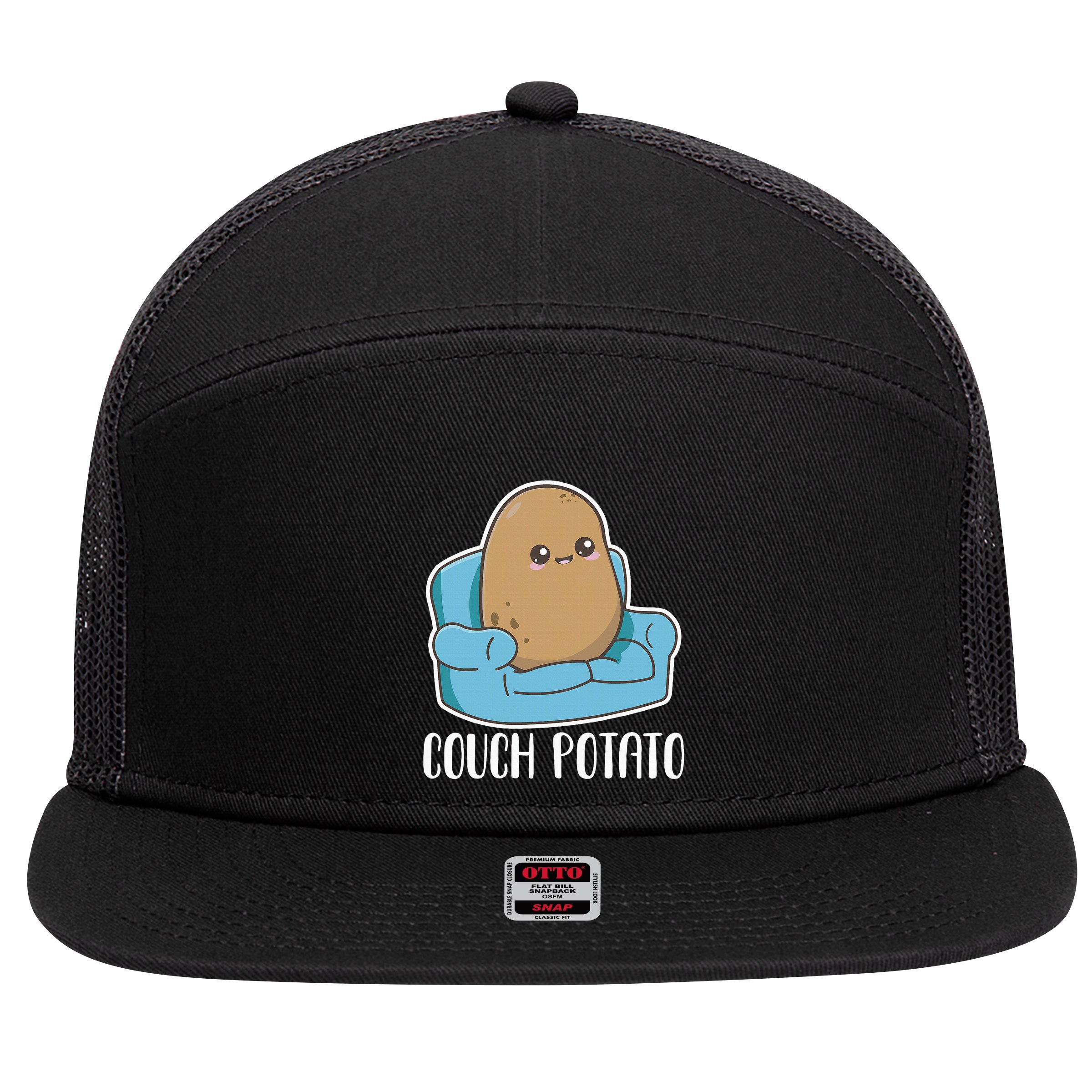 Couch Potato Cute Kawaii Funny Potato Costume 7 Panel Mesh Trucker Snapback Hat