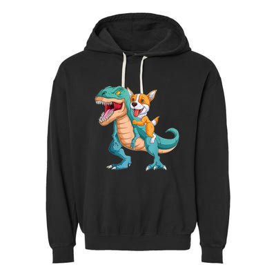 Corgi Puppy Corgi T Rex Dinosaur For Pet Lovers Garment-Dyed Fleece Hoodie