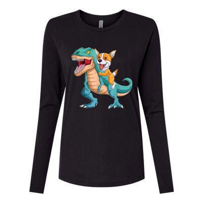 Corgi Puppy Corgi T Rex Dinosaur For Pet Lovers Womens Cotton Relaxed Long Sleeve T-Shirt