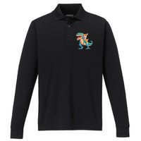 Corgi Puppy Corgi T Rex Dinosaur For Pet Lovers Performance Long Sleeve Polo