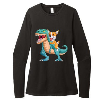 Corgi Puppy Corgi T Rex Dinosaur For Pet Lovers Womens CVC Long Sleeve Shirt