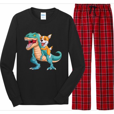 Corgi Puppy Corgi T Rex Dinosaur For Pet Lovers Long Sleeve Pajama Set