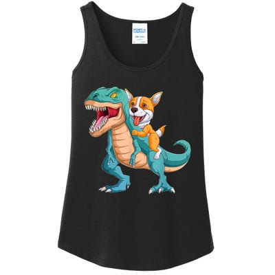 Corgi Puppy Corgi T Rex Dinosaur For Pet Lovers Ladies Essential Tank