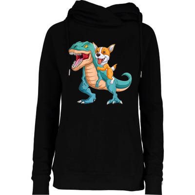 Corgi Puppy Corgi T Rex Dinosaur For Pet Lovers Womens Funnel Neck Pullover Hood