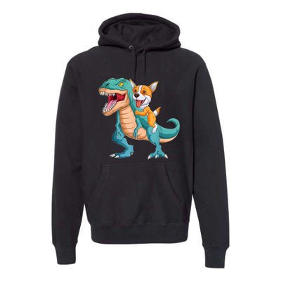 Corgi Puppy Corgi T Rex Dinosaur For Pet Lovers Premium Hoodie