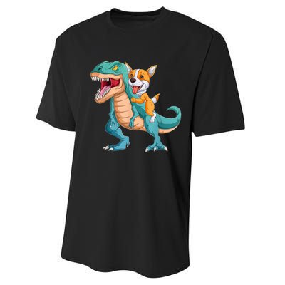 Corgi Puppy Corgi T Rex Dinosaur For Pet Lovers Performance Sprint T-Shirt